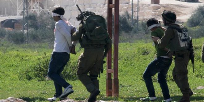 Palestinos detenidos por fuerzas militares israelíes Palestinos detenidos por fuerzas militares israelíes