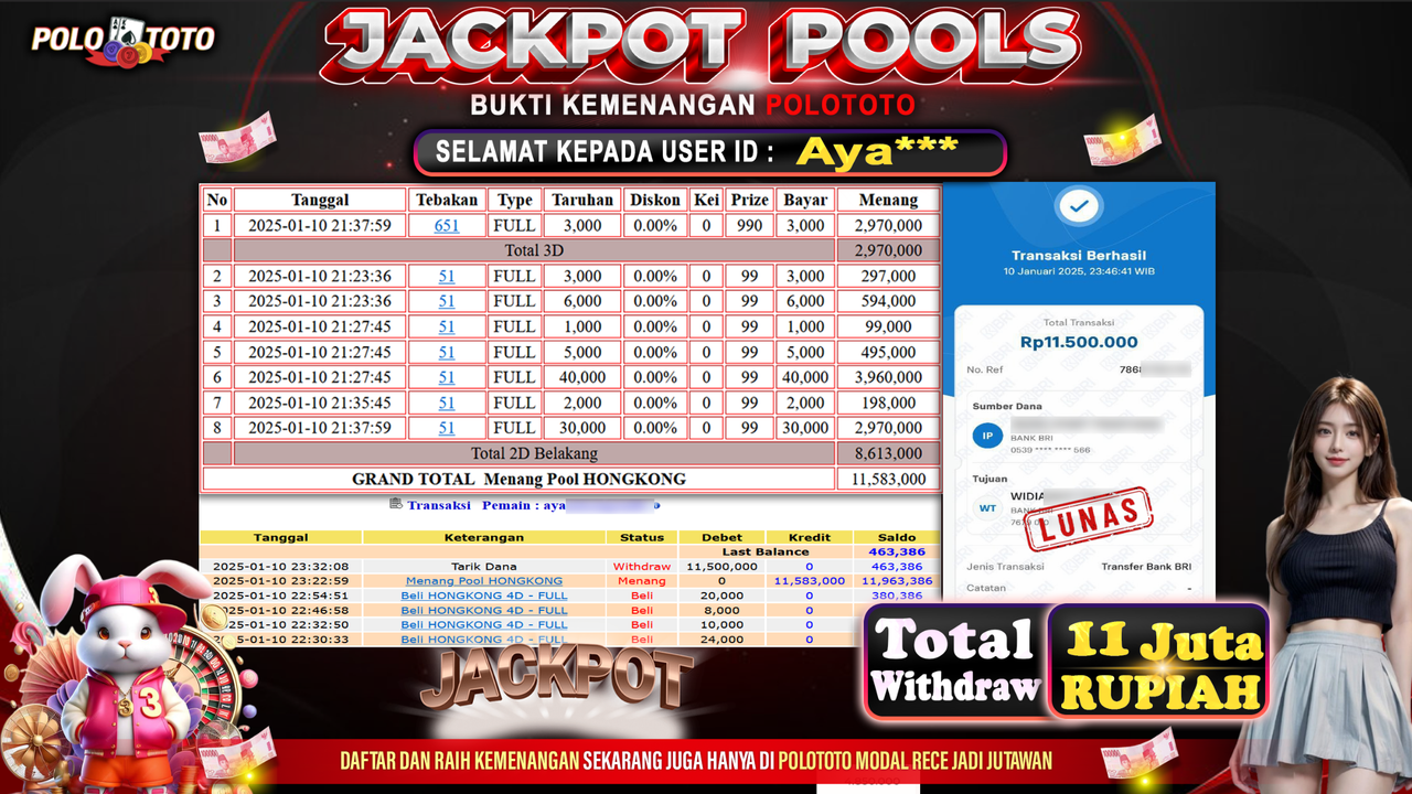 POLOTOTO JACKPOT TOGEL PASARAN HONGKONG Rp.11,500.000,-