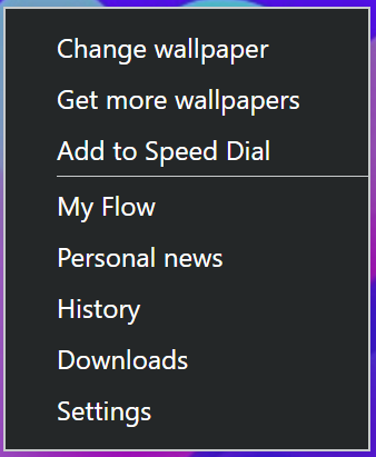 context menu