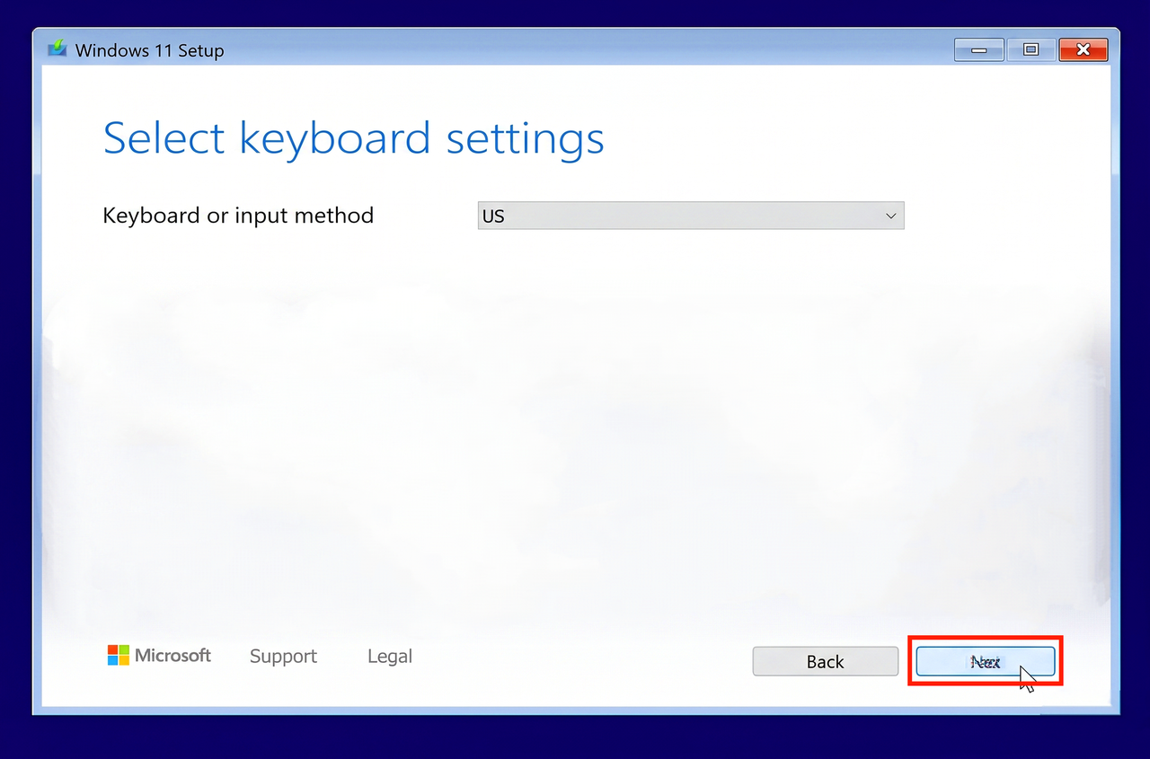 Keyboard setup