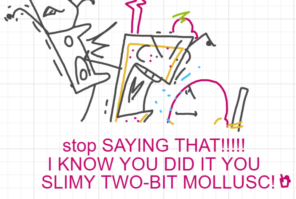 A panel from A Murder On The, episode six of the Board Boards object show by Furretwalk/WalkingFurret.
