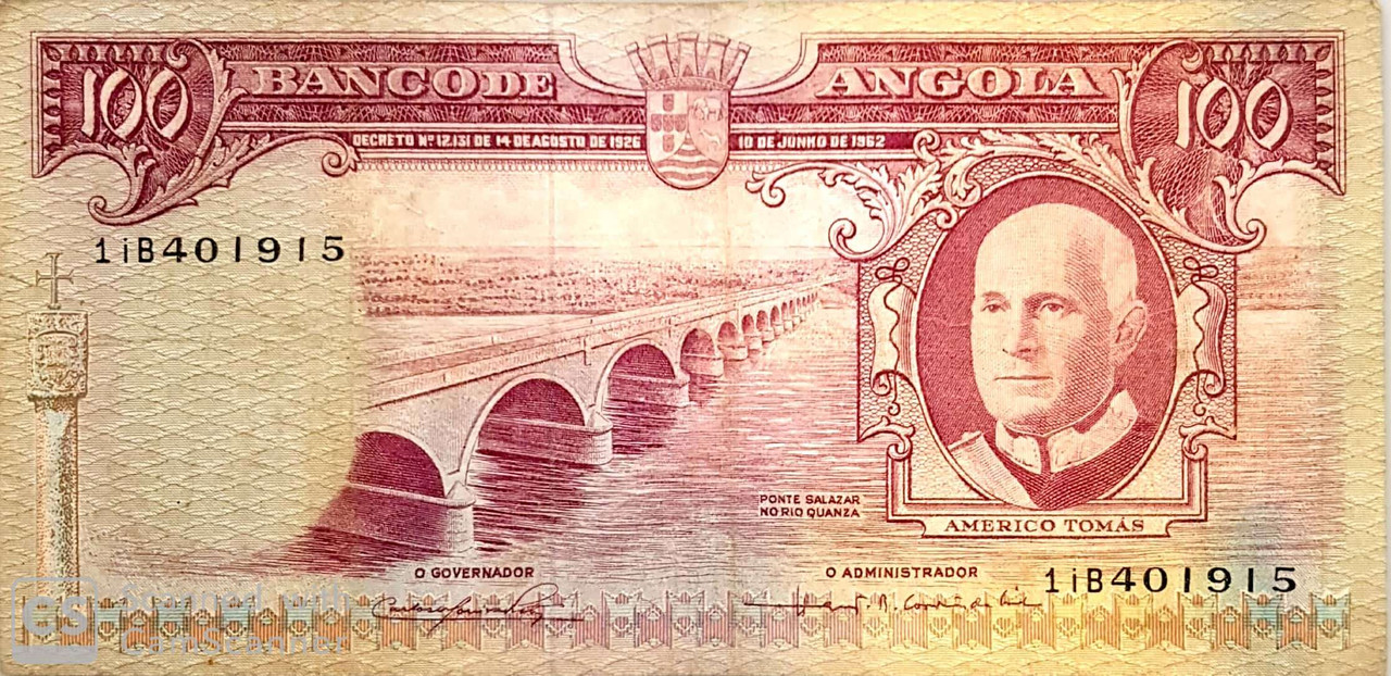 Nota 100 cem escudos Banco de Angola 1962_1