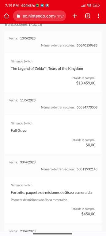 Nintendo eShop Argentina: The Legend of Zelda: Tears of the Kingdom 
