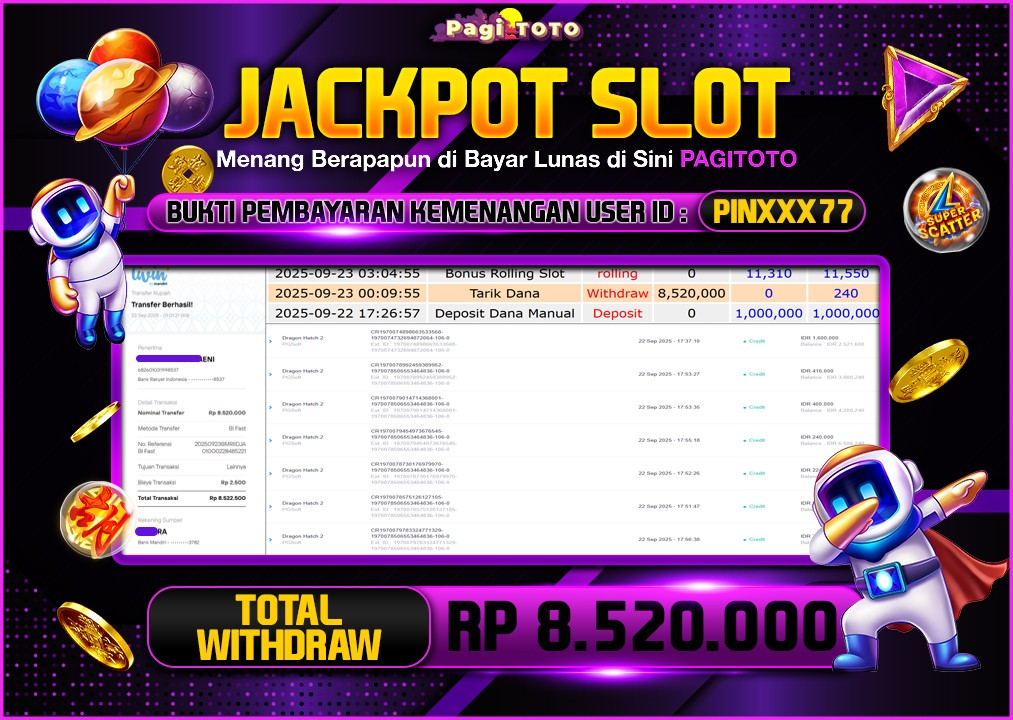 HAPPY JACKPOT MEMBER PAGITOTO DRAGON HATCH 2 Rp8.520.000-, - LUNAS