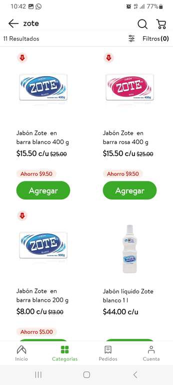 Bodega aurrera y Chedraui Campeche en línea: Jabón zote de 400 gr $15.50, y otros jabones a $5.00 
