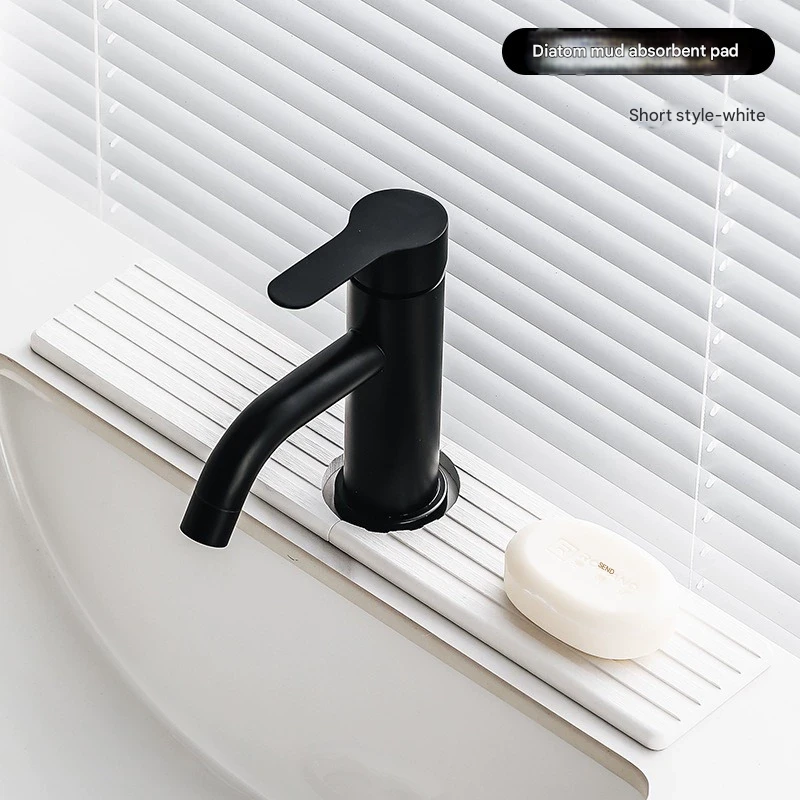 Diatom Mud Faucet Splash Guard & Absorbent Mat - Quick Dry, Non-Slip Sink Organizer(white)