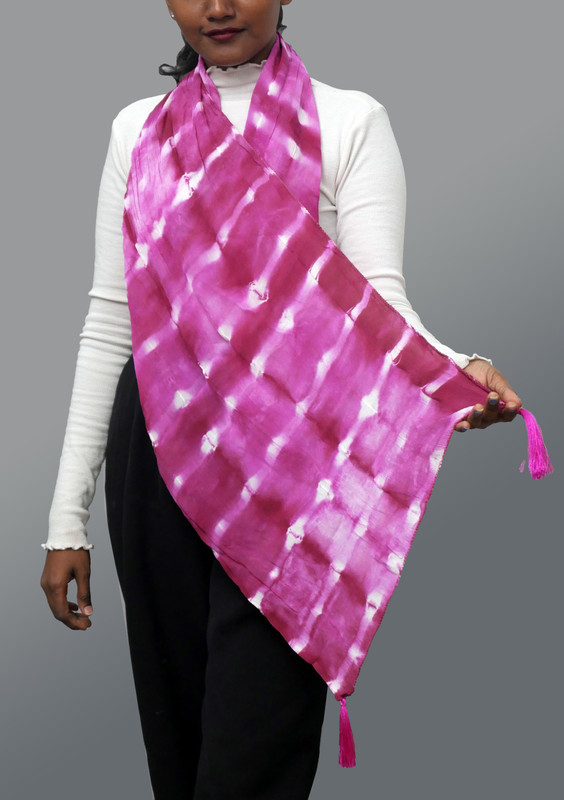 Abstract Pink Tie & Dye Chinon Stole