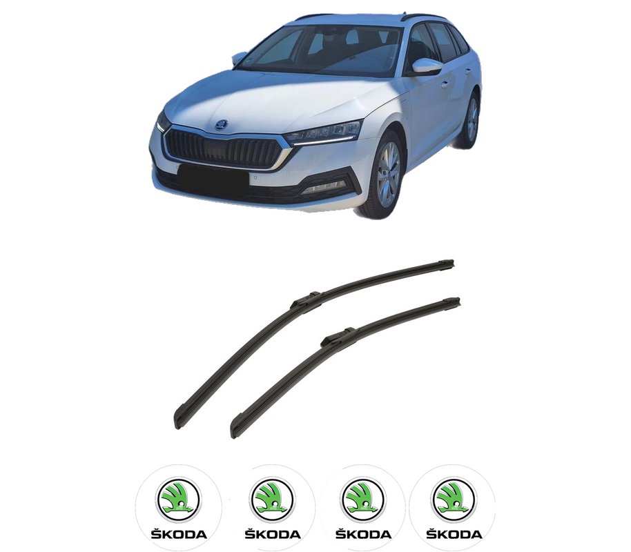 Set stergatoare auto SKODA OCTAVIA IV Combi (NX5, PV5) din 2019-2025, pentru parbriz auto, 2 bucati, Bosch Aerotwin, din cauciuc siliconat rezistent, 4 Stickere Auto SKODA