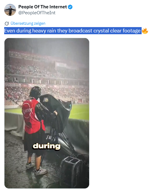 Fernsehkamera im Regen