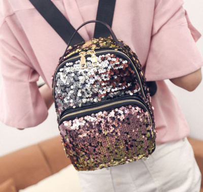рюкзак розовый пайетки