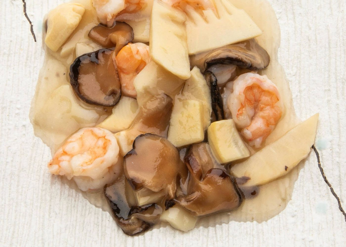 Gamberetti bambù e funghi