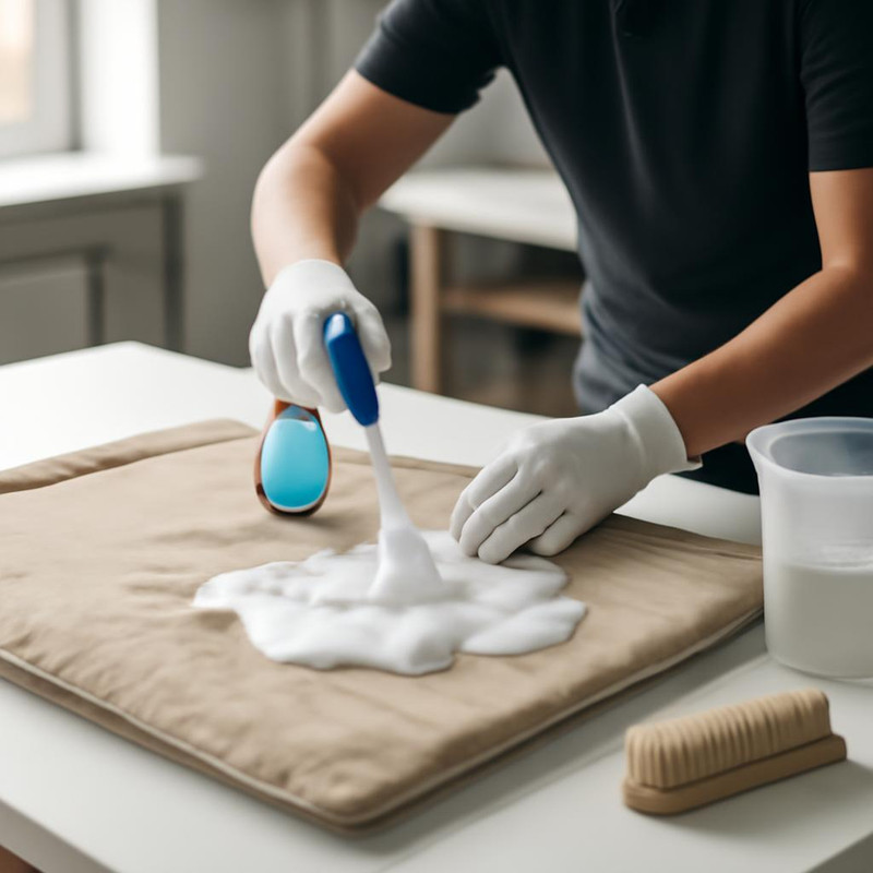 Процесс химчистки съёмного чехла на диван