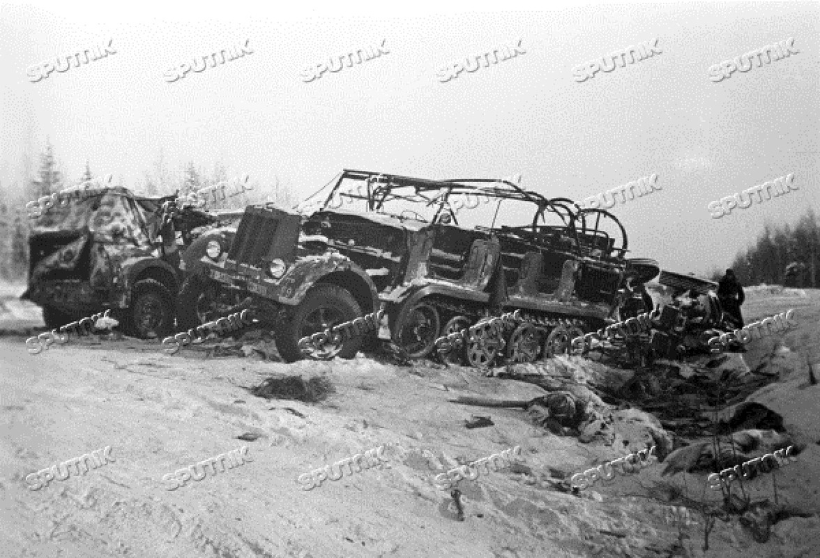 Немецкая техника, разгромленная войсками Волховского фронта в ра