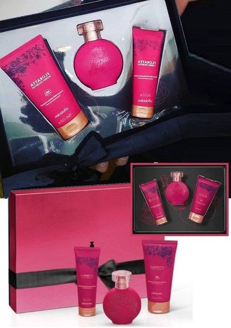 Kit Presente Floratta Flores Secretas Miniatura: Desodorante Colônia 30ml + Loção Desodorante Hidratante 75ml + Creme de Mãos 50g