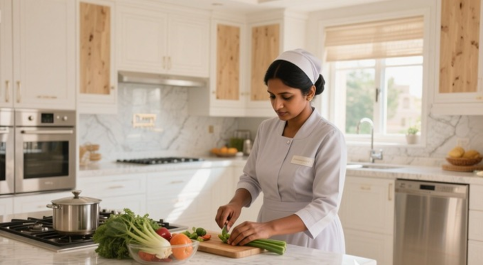 SriLankan maid working in a luxury house