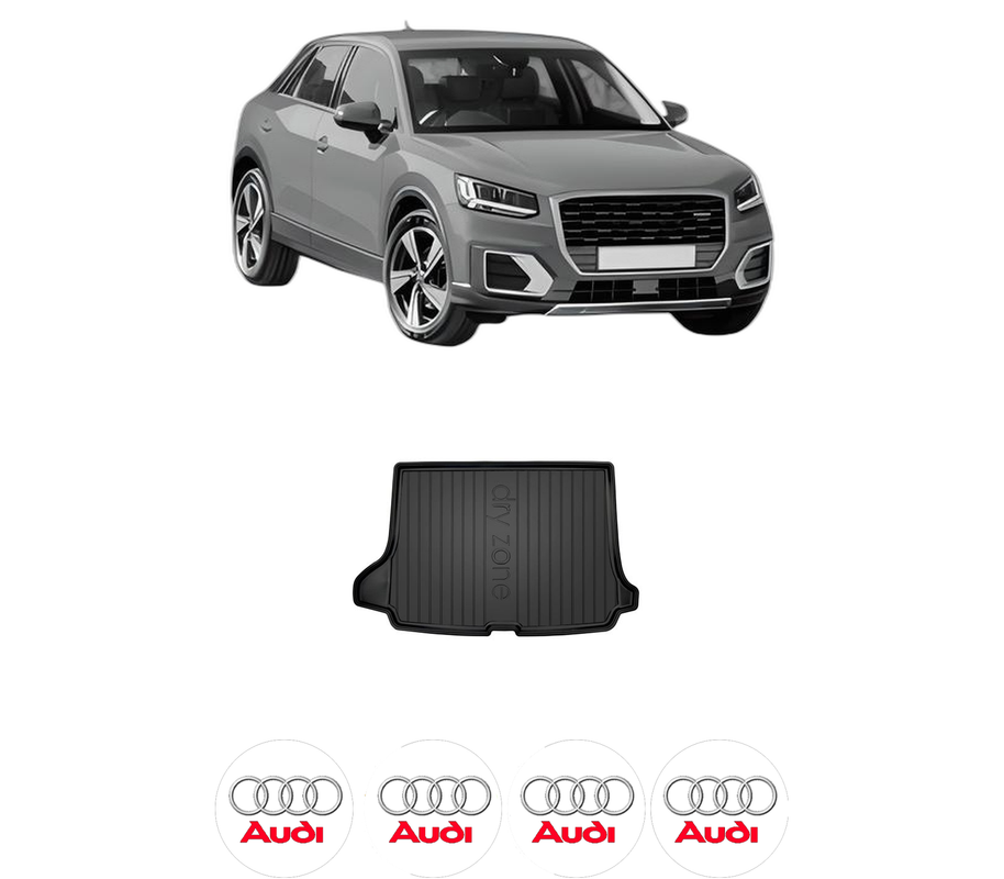 Tavita Portbagaj AUDI Q2 din 2016-2020, Protectie Portbagaj Auto, 4x Stickere auto cu AUDI