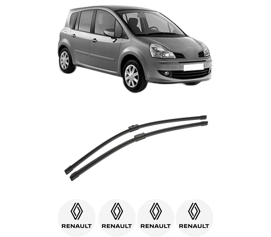 Set stergatoare auto RENAULT MODUS / GRAND MODUS (F/JP0_) din 2004-2012, pentru parbriz auto, 2 bucati, Bosch Aerotwin, din cauciuc siliconat rezistent, 4 Stickere Auto RENAULT