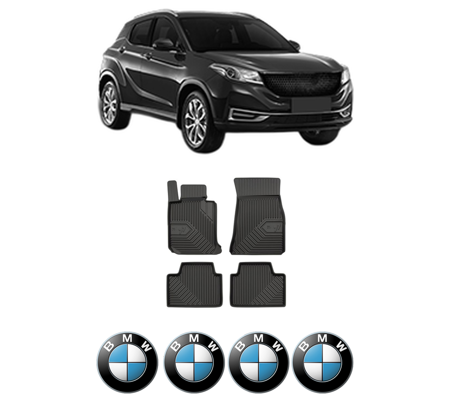 Set covorase presuri BMW Seria 3 din 1997-2022, auto, din cauciuc thermoplastic, 4 Stickere auto cu BMW Seria