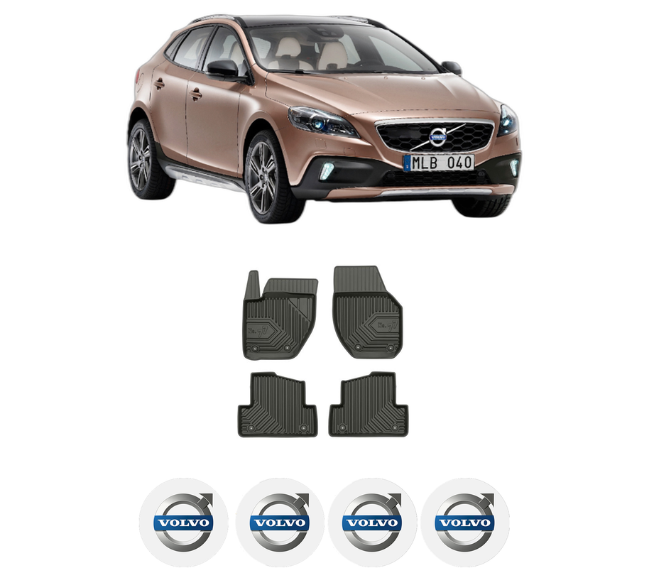 Set covorase presuri VOLVO V40 Cross Country (526) din 2012-2019, auto, din cauciuc thermoplastic, 4 Stickere auto cu VOLVO