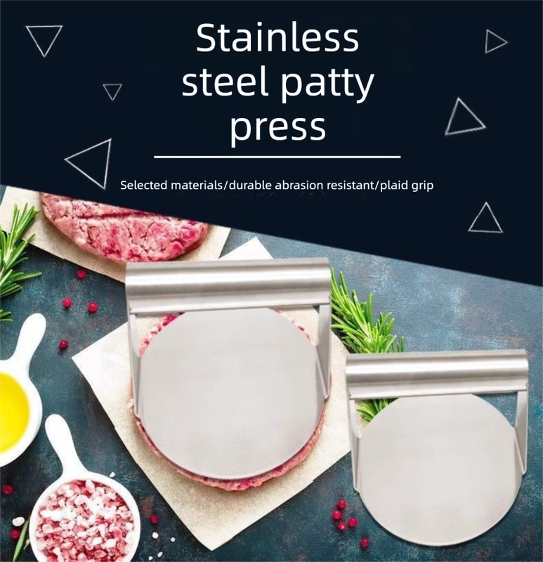 2-PCS Stainless Steel Meat Press Mold 11.2cm Diameter for Burger Patties, Steak, Dough & Rice Rolls – Heavy-Duty Kitchen Tool