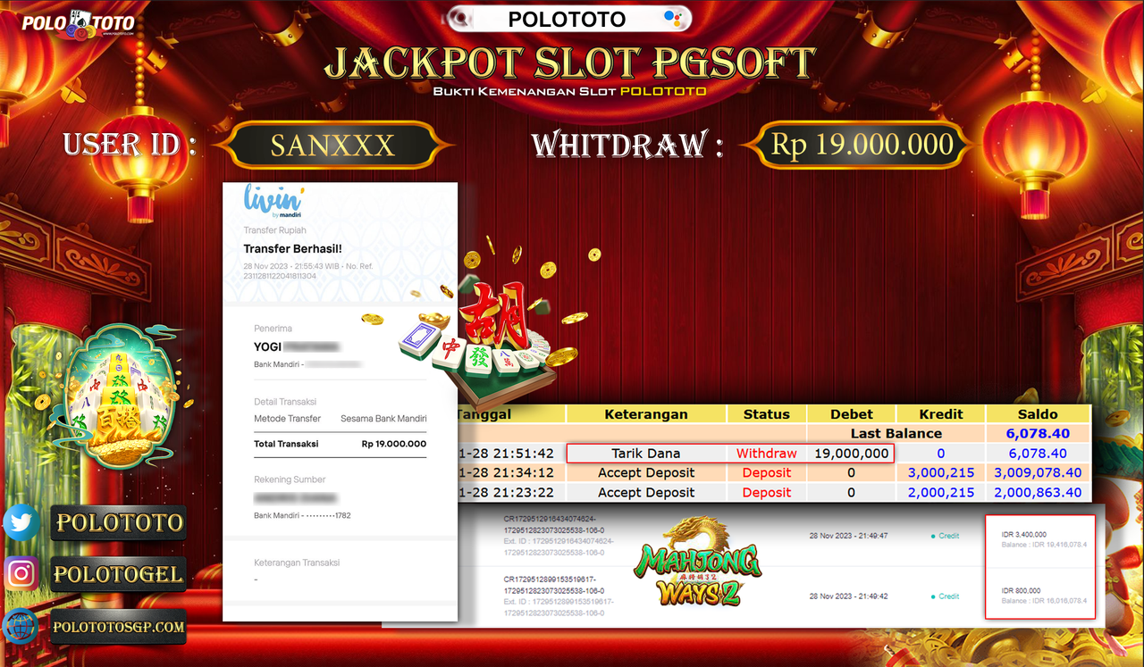 BUKTI PEMBAYARAN JACKPOT DIPOLOTOTO DIBAYAR LUNAS!!!