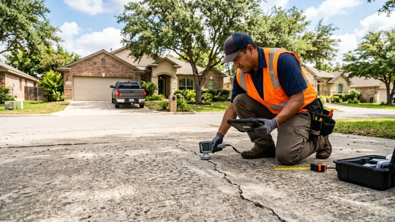 Concrete driveway slab assessment San Antonio