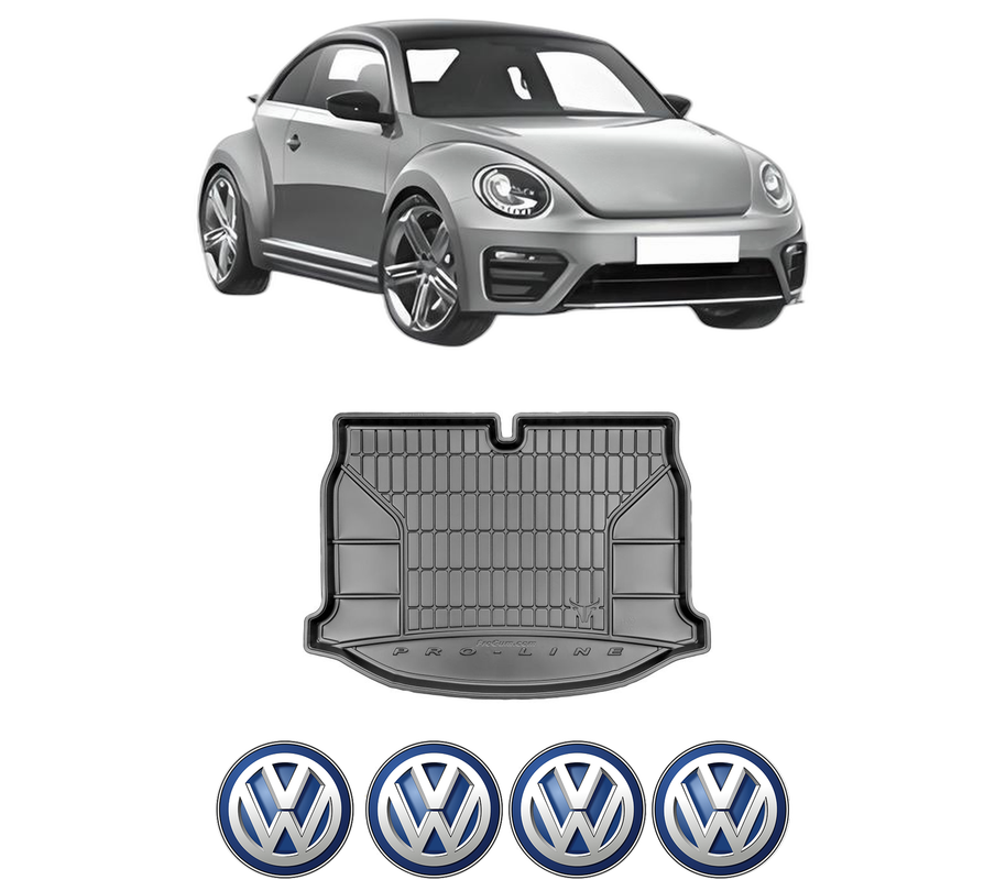 Tavita Portbagaj Volkswagen BEETLE (5C1, 5C2) din 2011-2019, Protectie Portbagaj Auto, 4x Stickere auto cu Volkswagen