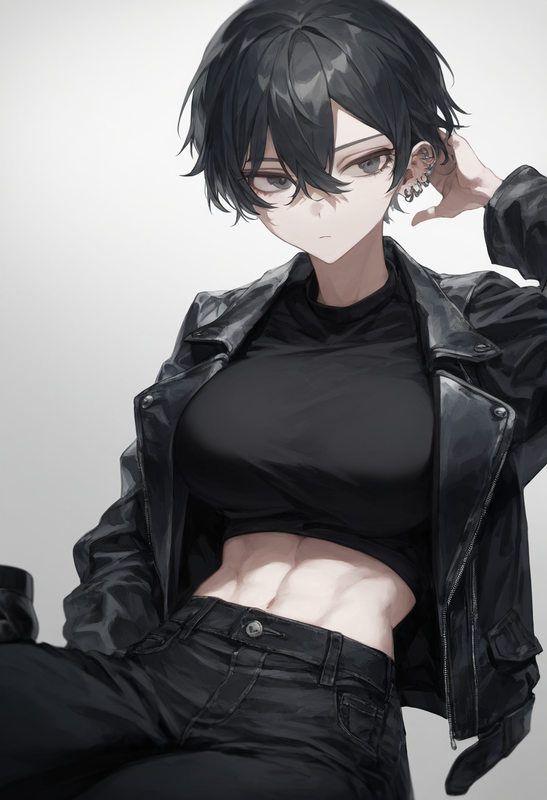 depth of field, 1girl, [[tall]], [toned], large breasts, short hair, black hair, s-295572728