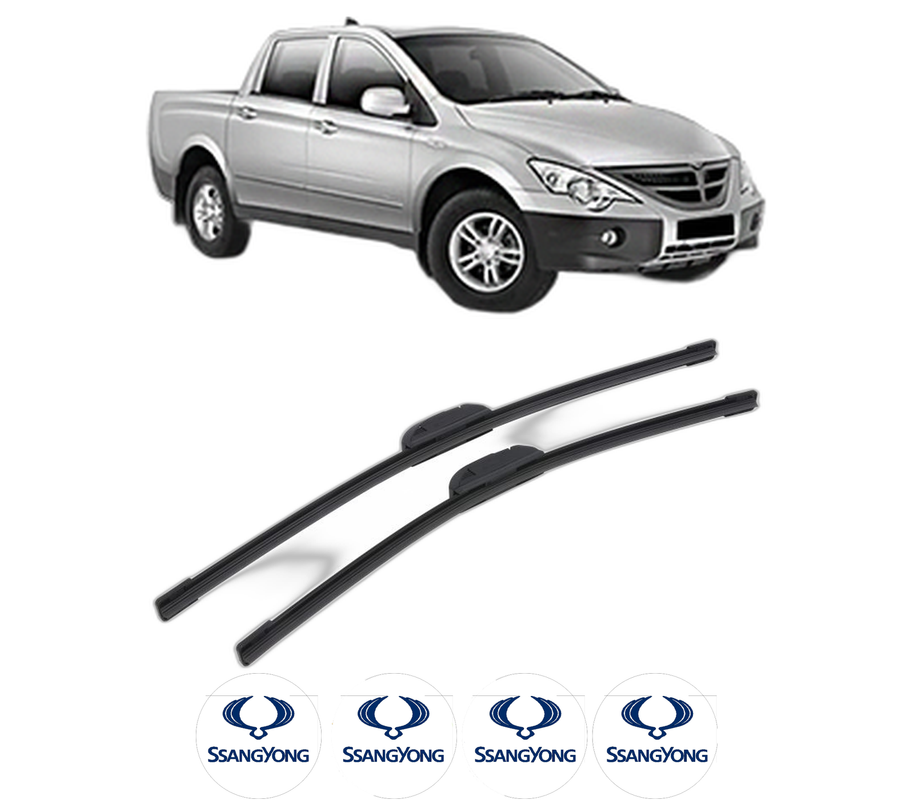 Set stergatoare auto SSANGYONG ACTYON SPORTS I (QJ) din 2007-2011, pentru parbriz auto, 2 bucati, Bosch Aerotwin Retrofit, din cauciuc siliconat rezistent, 4 Stickere Auto SSANGYONG