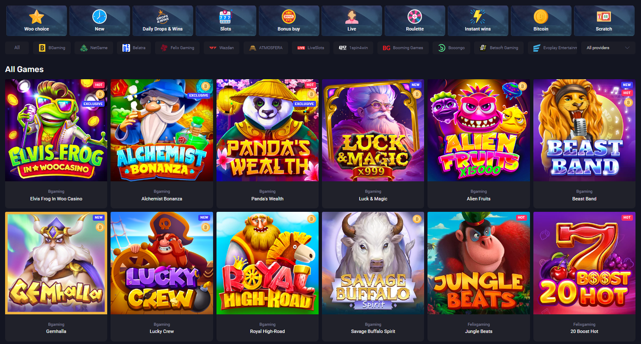 A Wide Selection Of Woo Casino Games