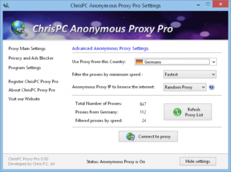 ChrisPC Anonymous Proxy Pro 8.40