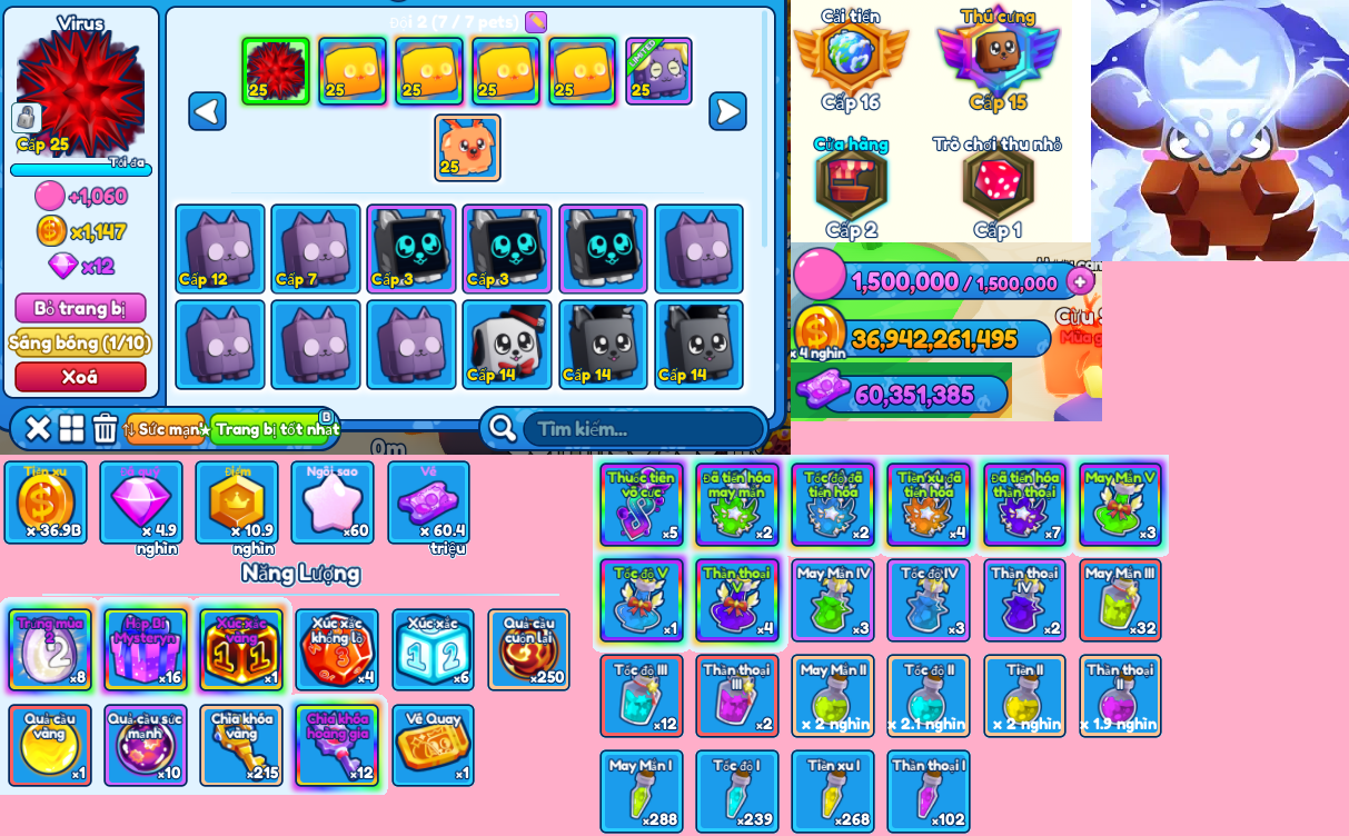 [ 🏆 Bubble Gum Simulator INFINITY ] ACC VIP NHƯ HÌNH CỰC KÌ NHIỀU PET XỊN VÀ ITEMS, THUỐC CHO AE TRẢI NGHIỆM !!!