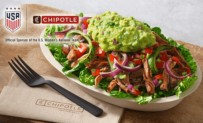 Get a Free Chipotle Entree When the USWNT Scores During the Group Stage Get a Free Chipotle Entree When the USWNT Scores During the Group Stage