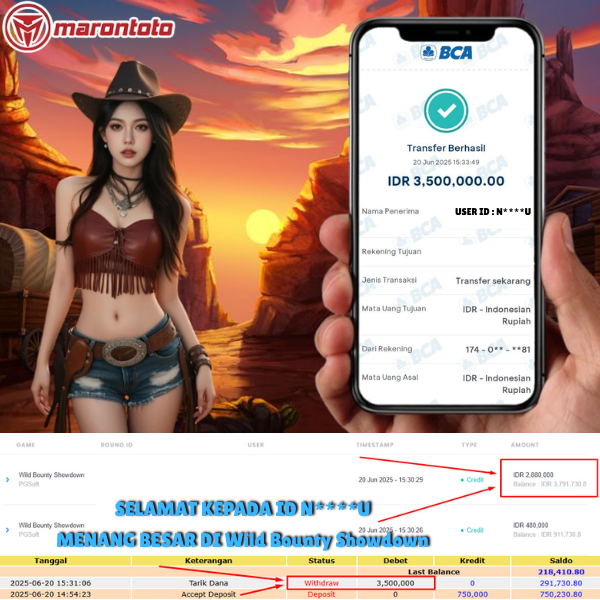  Bukti Kemenangan Member Marontoto Sebesar 3,500,000 JuTa