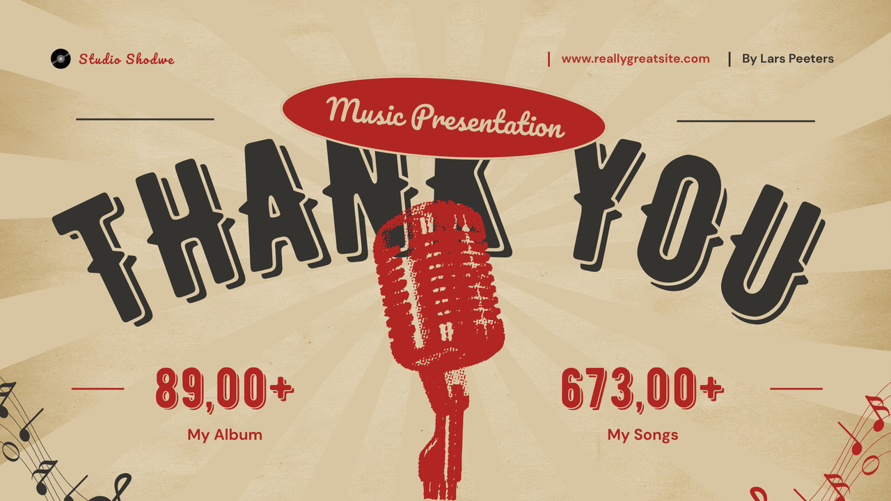 Cream Red Vintage Retro Music Presentation