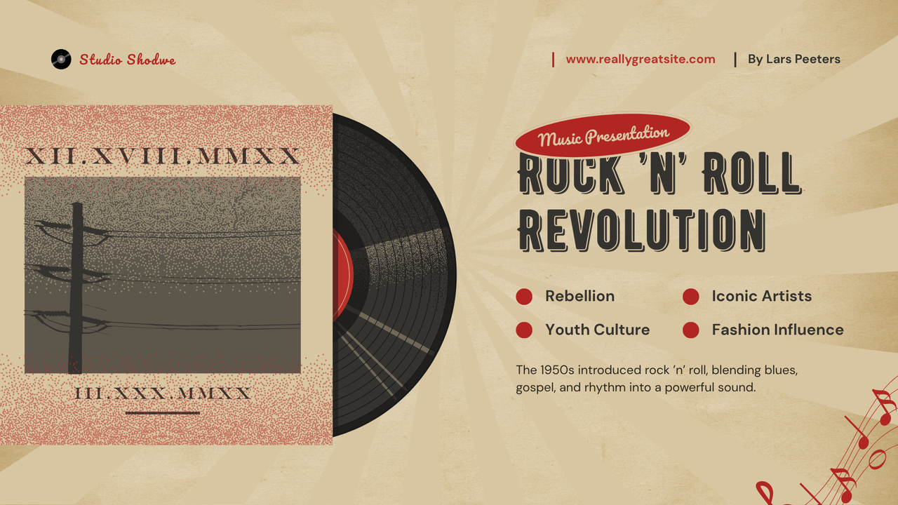 Cream Red Vintage Retro Music Presentation