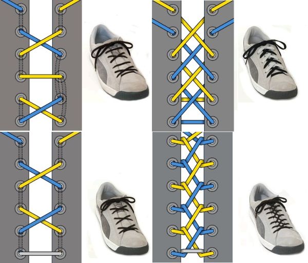 Как красиво завязать шнурки на кроссовках, кедах, ботинках, крючком, без бантика, чтобы не