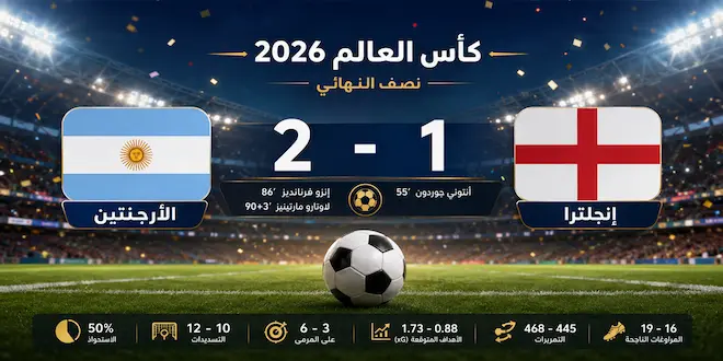 صورة توضيحية لنتيجة مباراة الأرجنتين وإنجلترا في ن