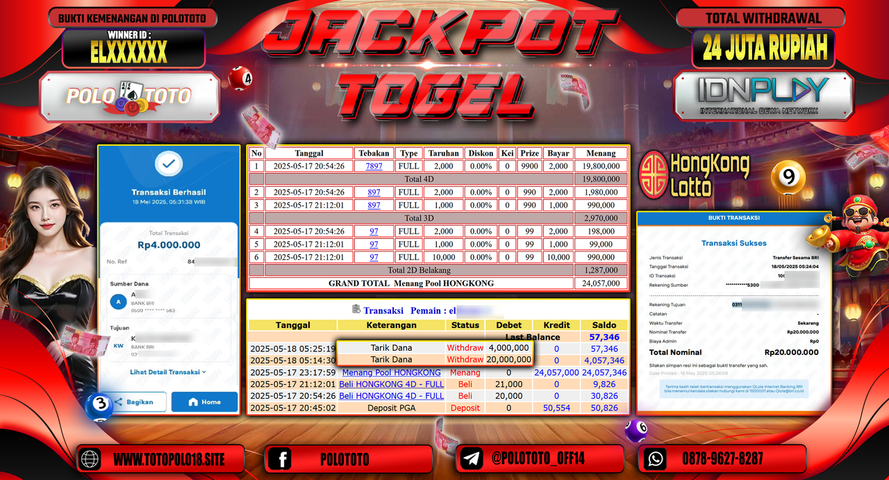 POLOTOTO JACKPOT TOGEL HONGKONG LOTTO Rp.24.000.000,-