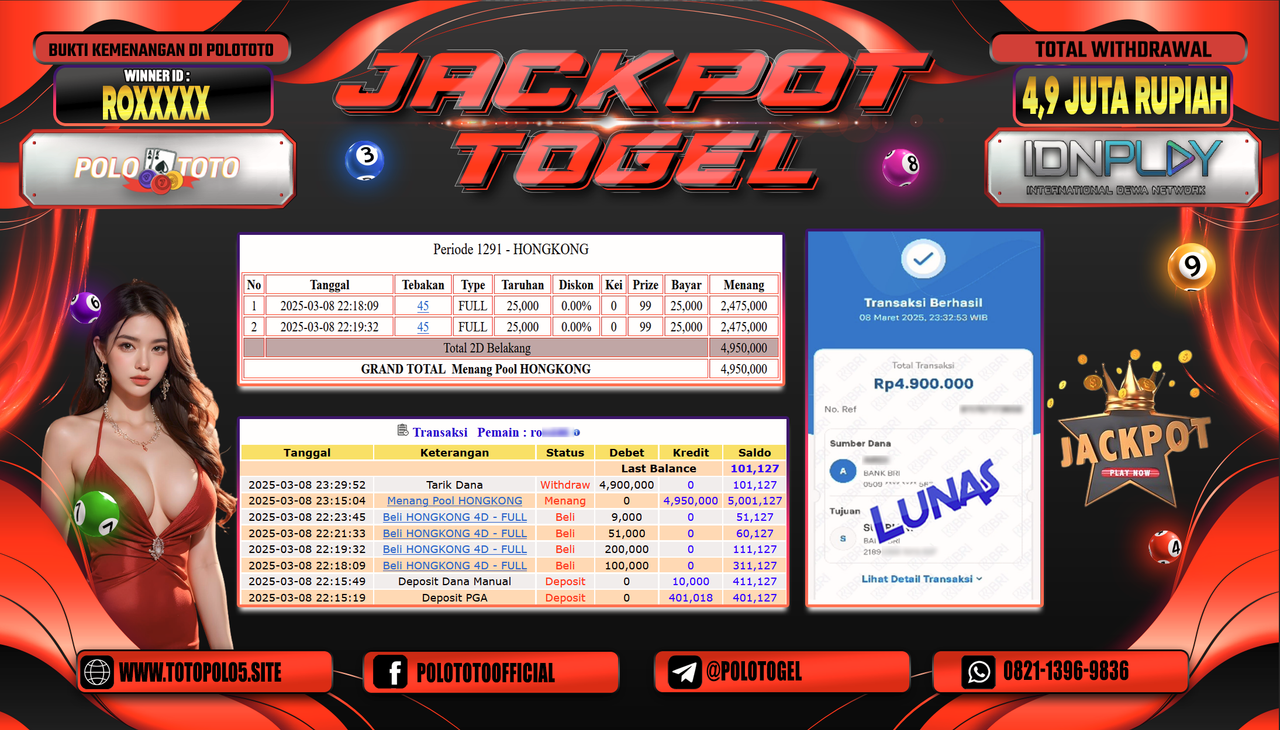 POLOTOTO JACKPOT TOGEL PASARAN HONGKONG Rp.4.900.000,-