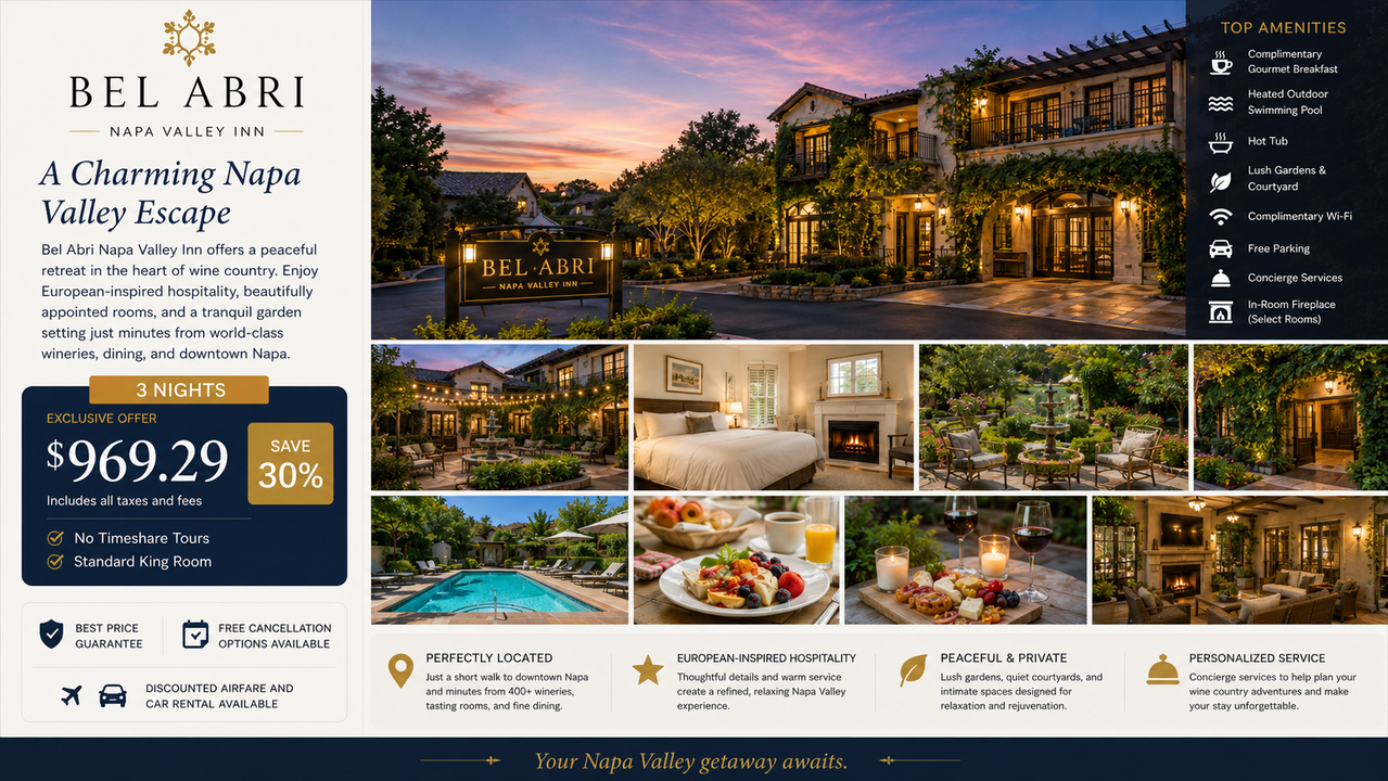 Bel Abri Napa Valley Inn travel deal
