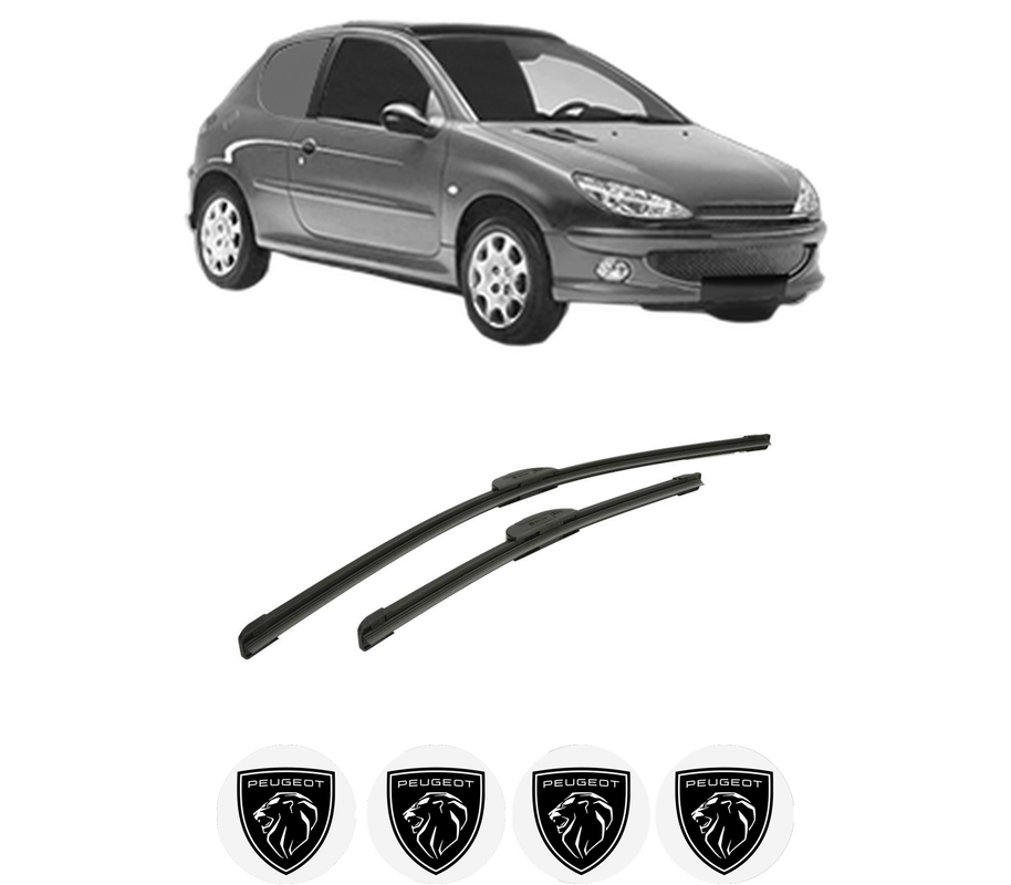 Set stergatoare auto PEUGEOT 206 Van din 2001-2009, pentru parbriz auto, 2 bucati, Bosch Aerotwin Retrofit, din cauciuc siliconat rezistent, 4 Stickere Auto PEUGEOT