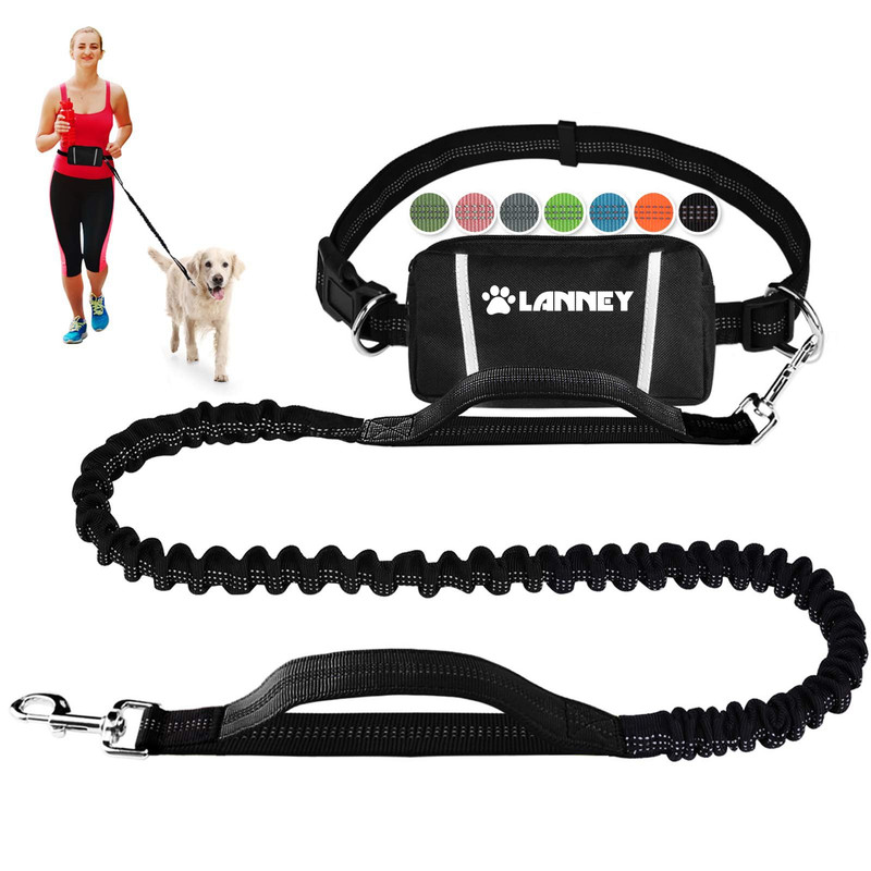Hands Free Dog Leash Waist Running Leash with Pouch