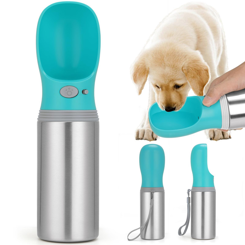 Portable Dog Water Bottle 14oz Stainless Steel