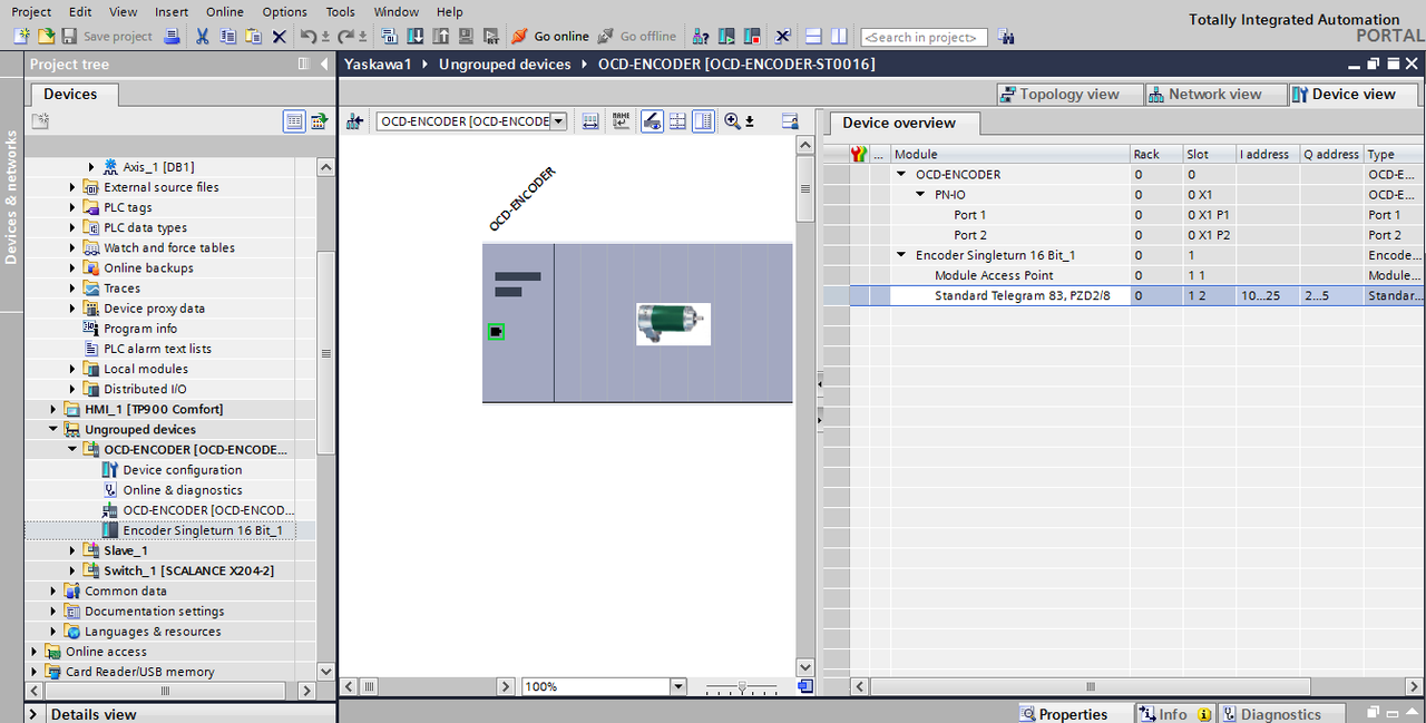 S7-1200 CPU Analog Drive/Profinet Encoder Yaskawa drive with S7-1200