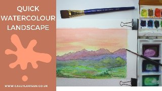 Beginners ink & watercolour. Landscape with cattle