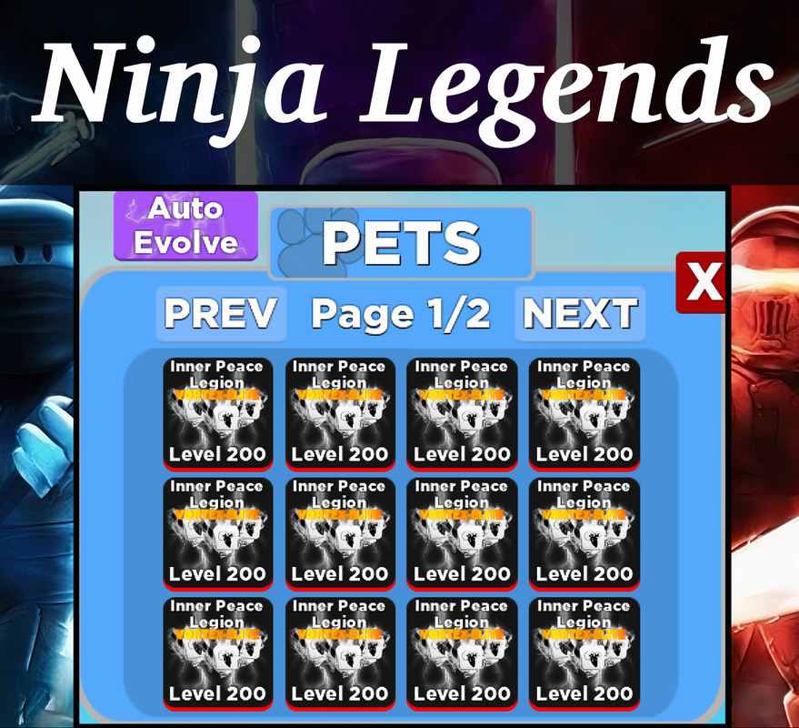 Ninja Legends Pets ROBLOX - Inner Peace Legion MAX OUT x6 Bundle
