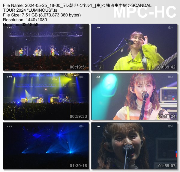 [TV-Variety] SCANDAL TOUR 2024 “LUMINOUS” (TeleAsa Ch1 2024.05.25)