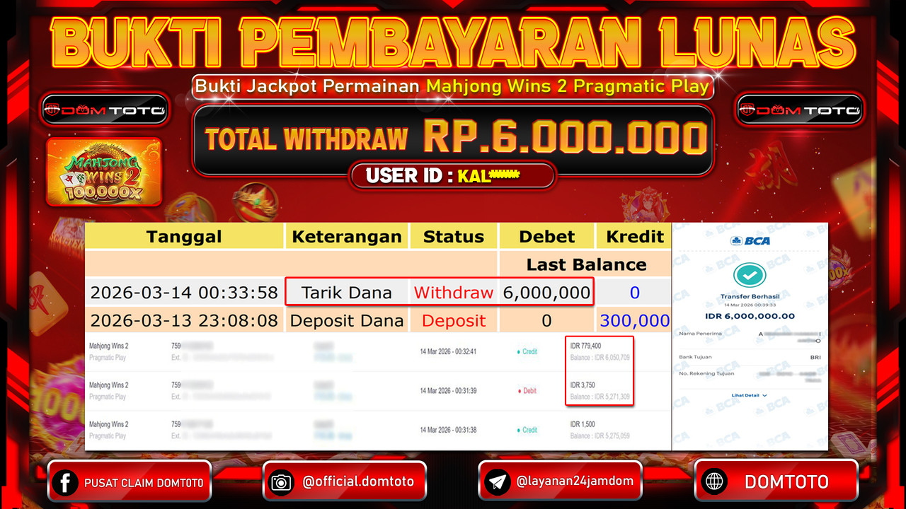 JACKPOT SLOT Mahjong Wins 2 Pragmatic Play 14 MARET 2026