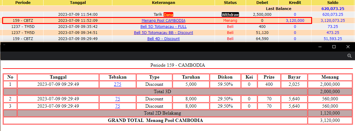 Bukti JP togel hari ini